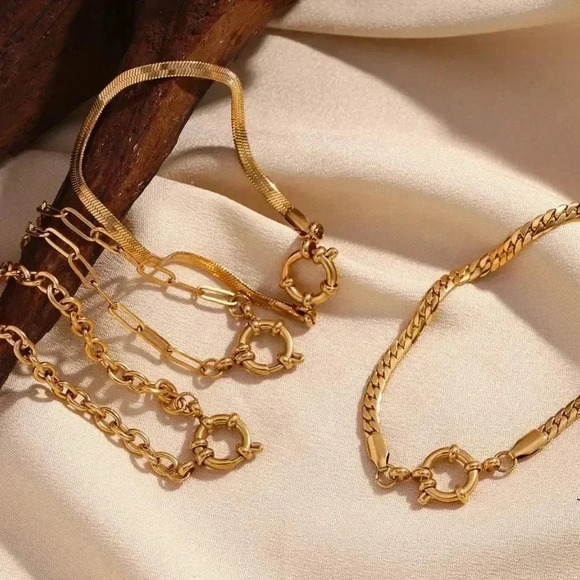 *NEW* 18K  Gold Plated Stainless Steel Nautical Inspired “O” Link Style Bracelet - Picture 3 of 7